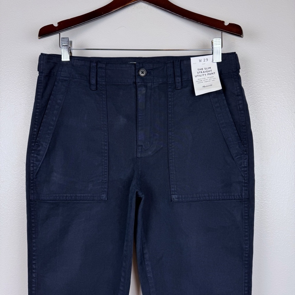 Madewell Slim Straight Utility Pants Garment Dye Deep Indigo Size 29 NWT - Picture 5 of 11